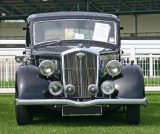  Wolseley 14/56 Series II (1937).  Even with swept back windscreen and radiator, the Wolseley 14/56 was looking dated in 1937, and sibling Morris Twelve had already gone for a much more rounded design